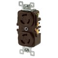 Bryant Locking Devices, Duplex Receptacle, 15A 250V, 2-Pole 3-Wire Grounding, L6-15R, Screw Terminal, Brown 70615DR